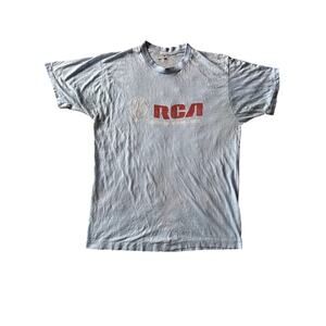 Vtg GE RCA Together Again 1986 No Tag Single Stitched Faded Sky Blue M Tech Tee